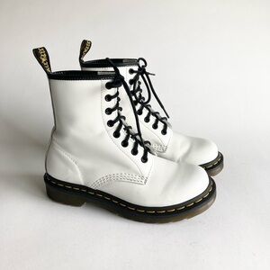 White Leather Lace-Up Boots